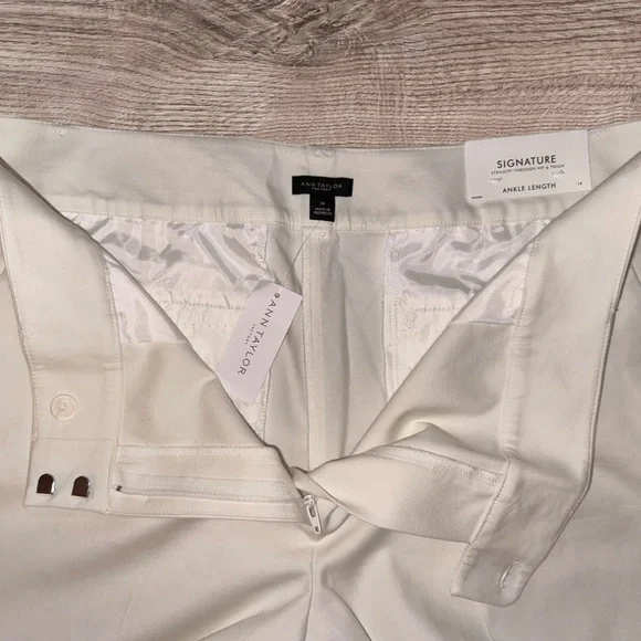 NWT Ann Taylor Factory Signature Straight Ankle Length Off-White Pants Size 14 - Picture 7 of 9